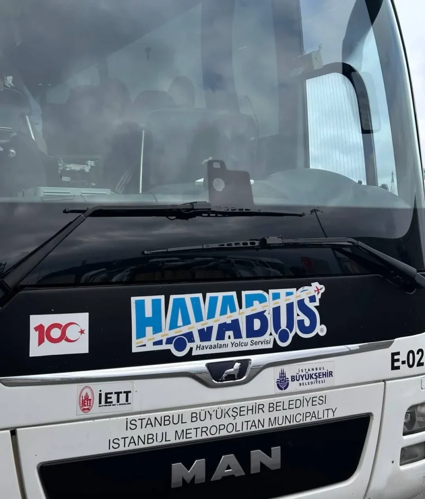 Havabus airport shuttle bus with official Istanbul municipality branding