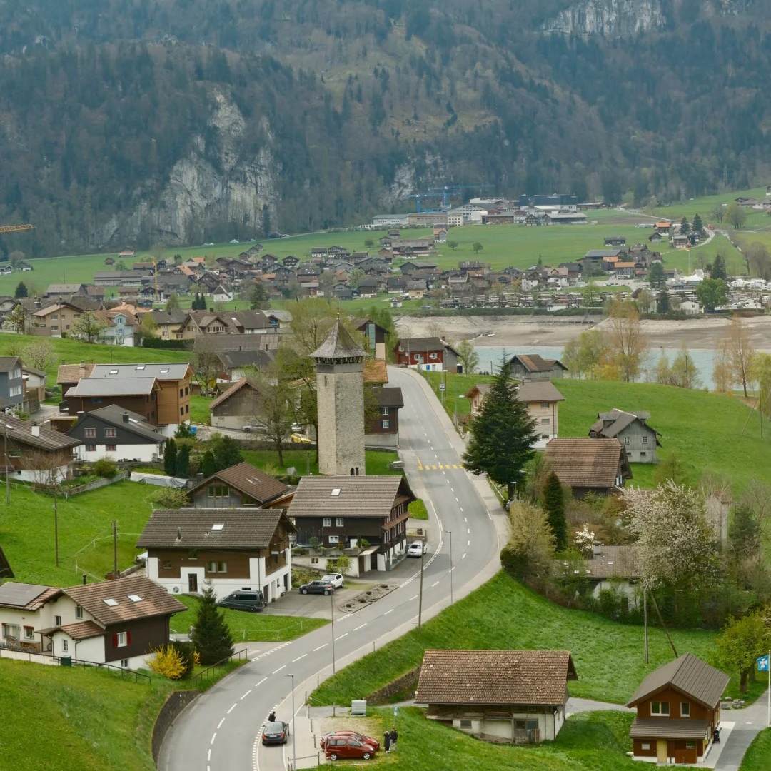 Switzerland itinerary guide countryside valley with church tower